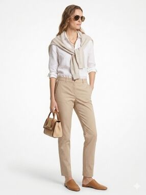 Michael Kors Collection Made in Italy Cotton-Stretch Slim Trousers